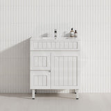 600/750/900/1200/1500mm Hampton Freestanding With Legs Vanity PVC Board Matt White Linear Surface