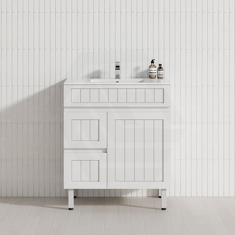 600/750/900/1200/1500mm Hampton Freestanding With Legs Vanity PVC Board Matt White Linear Surface