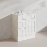 750mm Hampton Freestanding Vanity PVC Board Matt Black/White Linear Surface