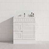 600/750/900/1200/1500mm Hampton Freestanding With Kickboard Vanity PVC Board Matt White Linear Surface