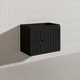 750mm Hampton Wall Hung Vanity PVC Board Matt White/Black Linear Surface