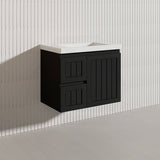 750mm Hampton Wall Hung Vanity PVC Board Matt White/Black Linear Surface