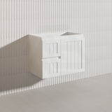 750mm Hampton Wall Hung Vanity PVC Board Matt White/Black Linear Surface