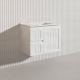 750mm Hampton Wall Hung Vanity PVC Board Matt White/Black Linear Surface
