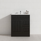 600/750/900/1200/1500mm Hampton Freestanding With Kickboard Vanity PVC Board Matt Black Linear Surface