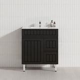 600/750/900/1200/1500mm Hampton Freestanding With Legs Vanity PVC Board Matt Black Linear Surface