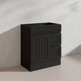 750mm Hampton Freestanding Vanity PVC Board Matt Black/White Linear Surface