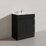 750mm Hampton Freestanding Vanity PVC Board Matt Black/White Linear Surface