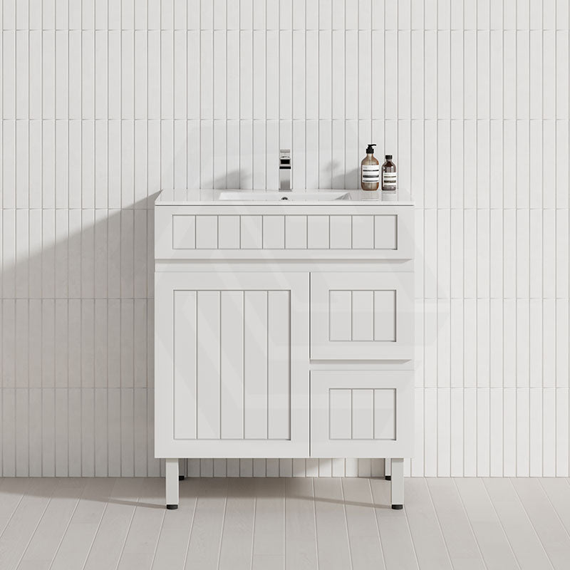 600/750/900/1200/1500mm Hampton Freestanding With Legs Vanity PVC Board Matt White Linear Surface