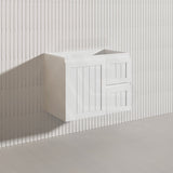 750mm Hampton Wall Hung Vanity PVC Board Matt White/Black Linear Surface
