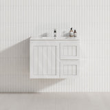 600/750/900/1200/1500mm Hampton Wall Hung Vanity PVC Board Matt White Linear Surface