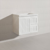 750mm Hampton Wall Hung Vanity PVC Board Matt White/Black Linear Surface