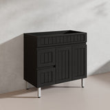 900mm Hampton Freestanding Vanity PVC Board Matt Black/White Linear Surface