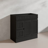 900mm Hampton Freestanding Vanity PVC Board Matt Black/White Linear Surface