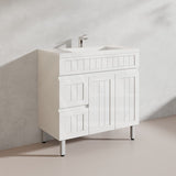 900mm Hampton Freestanding Vanity PVC Board Matt Black/White Linear Surface