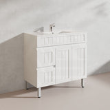 900mm Hampton Freestanding Vanity PVC Board Matt Black/White Linear Surface