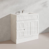 900mm Hampton Freestanding Vanity PVC Board Matt Black/White Linear Surface