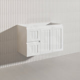 900mm Hampton Wall Hung Vanity PVC Board Matt White/Black Linear Surface