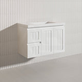 900mm Hampton Wall Hung Vanity PVC Board Matt White/Black Linear Surface