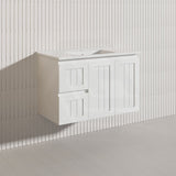 900mm Hampton Wall Hung Vanity PVC Board Matt White/Black Linear Surface
