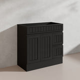 900mm Hampton Freestanding Vanity PVC Board Matt Black/White Linear Surface