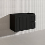900mm Hampton Wall Hung Vanity PVC Board Matt White/Black Linear Surface
