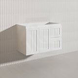 900mm Hampton Wall Hung Vanity PVC Board Matt White/Black Linear Surface