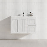 600/750/900/1200/1500mm Hampton Wall Hung Vanity PVC Board Matt White Linear Surface