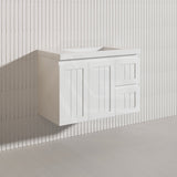 900mm Hampton Wall Hung Vanity PVC Board Matt White/Black Linear Surface