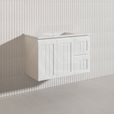 900mm Hampton Wall Hung Vanity PVC Board Matt White/Black Linear Surface