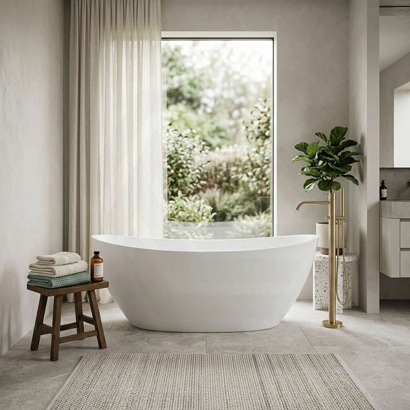 Evie Oval Freestanding Bathtub Acrylic NO Overflow 1500/1660mm - Variant Colour Available