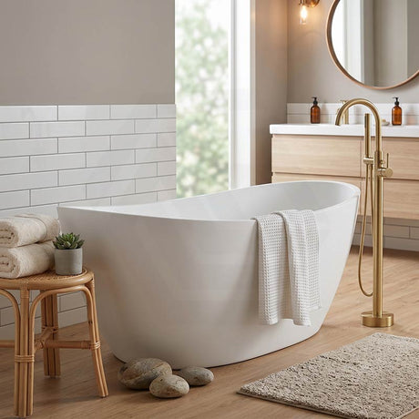 Evie Oval Freestanding Bathtub Acrylic NO Overflow 1500/1660mm - Variant Colour Available