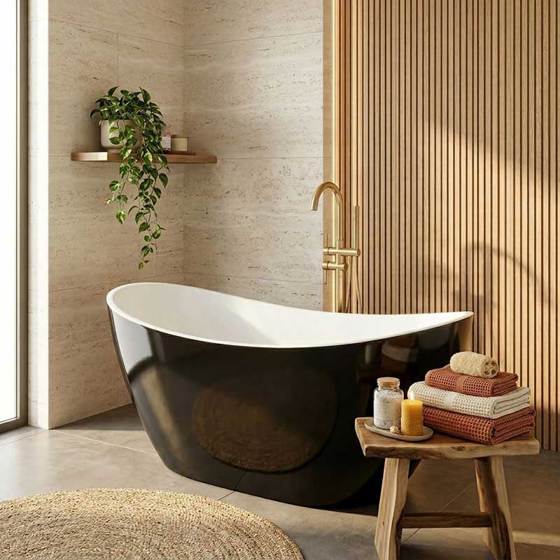 Evie Oval Freestanding Bathtub Acrylic NO Overflow 1500/1660mm - Variant Colour Available