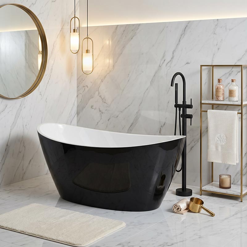 Evie Oval Freestanding Bathtub Acrylic NO Overflow 1500/1660mm - Variant Colour Available