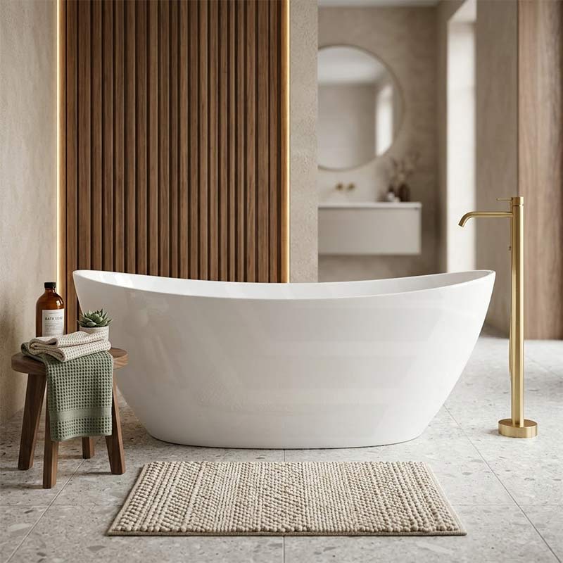 Evie Oval Freestanding Bathtub Acrylic NO Overflow 1500/1660mm - Variant Colour Available