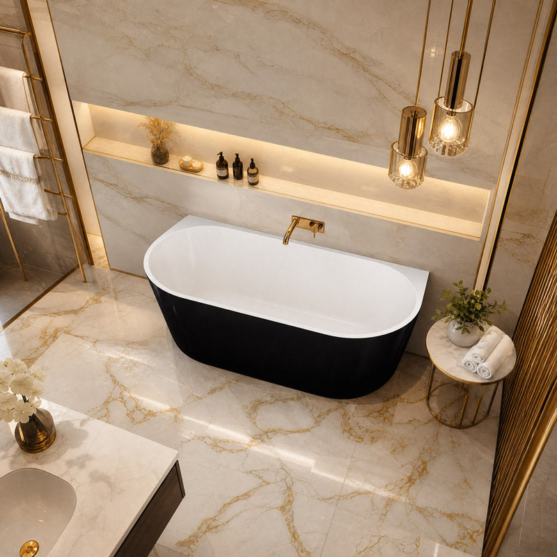 Elivia Back to Wall Bathtub Acrylic NO Overflow 1400/1500/1700mm - Variant Colour Available