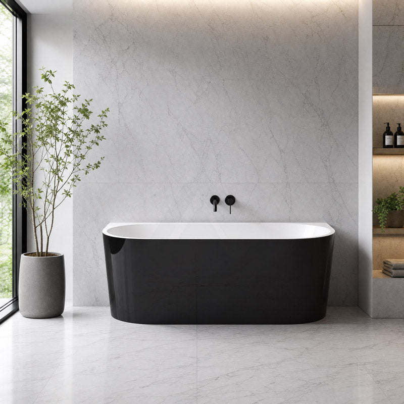 Elivia Back to Wall Bathtub Acrylic NO Overflow 1400/1500/1700mm - Variant Colour Available