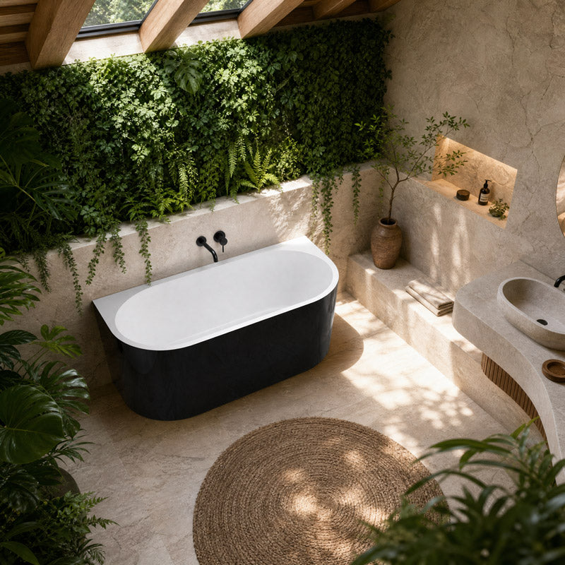 Elivia Back to Wall Bathtub Acrylic NO Overflow 1400/1500/1700mm - Variant Colour Available