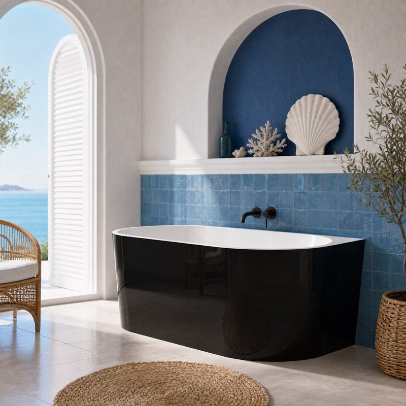 Elivia Back to Wall Bathtub Acrylic NO Overflow 1400/1500/1700mm - Variant Colour Available
