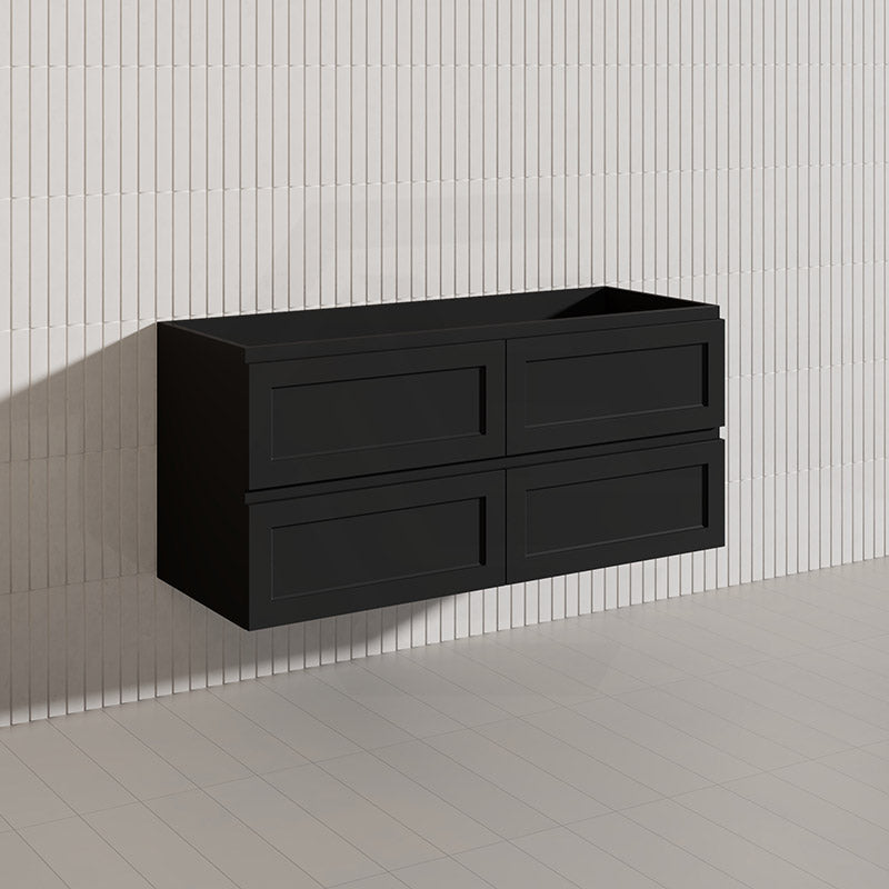 600-1500mm Ceto Fremantle Bathroom Wall Hung PVC Vanity Matt Black Finish Ceramic/Poly Top Available