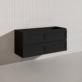 600-1500mm Ceto Fremantle Bathroom Wall Hung PVC Vanity Matt Black Finish Ceramic/Poly Top Available