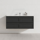 600-1500Mm Wall Hung Pvc Vanity With Matt Black Finish For Bathroom Cabinet Only&Ceramic/Poly Top