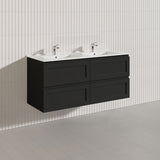 600-1500mm Ceto Fremantle Bathroom Wall Hung PVC Vanity Matt Black Finish Ceramic/Poly Top Available