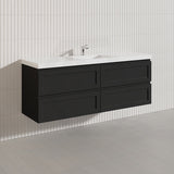 600-1500mm Ceto Fremantle Bathroom Wall Hung PVC Vanity Matt Black Finish Ceramic/Poly Top Available