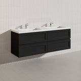 600-1500mm Ceto Fremantle Bathroom Wall Hung PVC Vanity Matt Black Finish Ceramic/Poly Top Available