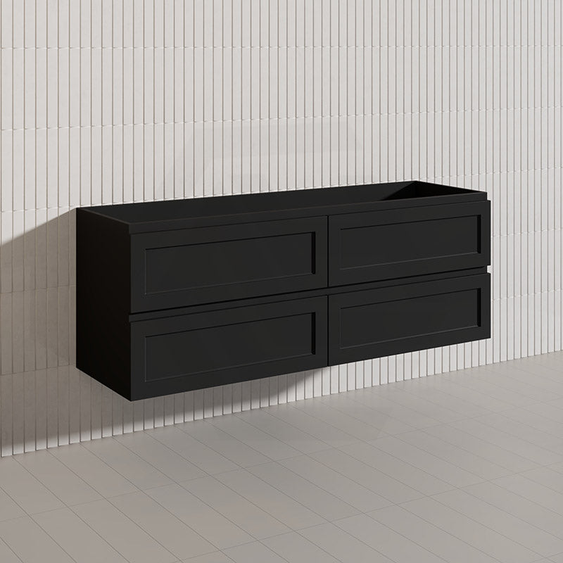 600-1500mm Ceto Fremantle Bathroom Wall Hung PVC Vanity Matt Black Finish Ceramic/Poly Top Available