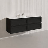 600-1500Mm Wall Hung Pvc Vanity With Matt Black Finish For Bathroom Cabinet Only&Ceramic/Poly Top