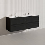 600-1500mm Ceto Fremantle Bathroom Wall Hung PVC Vanity Matt Black Finish Ceramic/Poly Top Available