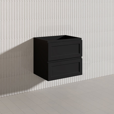 600-1500mm Ceto Fremantle Bathroom Wall Hung PVC Vanity Matt Black Finish Ceramic/Poly Top Available