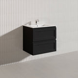 600-1500mm Ceto Fremantle Bathroom Wall Hung PVC Vanity Matt Black Finish Ceramic/Poly Top Available